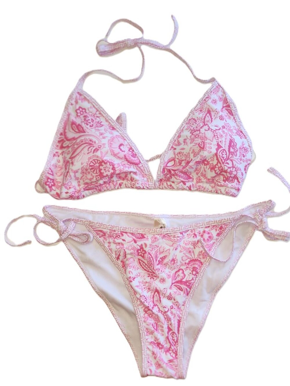 Women's String Brazilian Halter Triangle Bikini Swimwear Sets - Size L - Pink